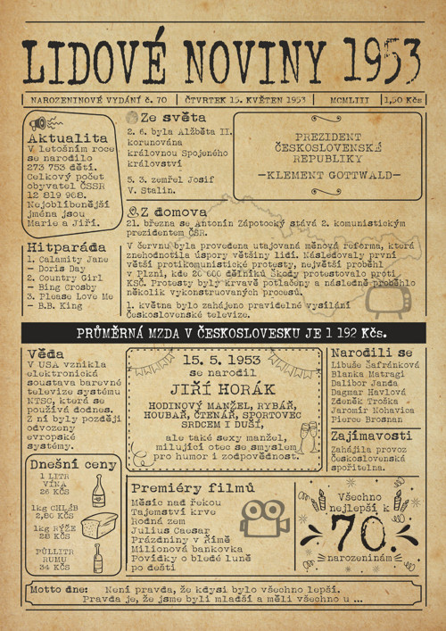 Narozeninové noviny roku 1953 - 4 strany