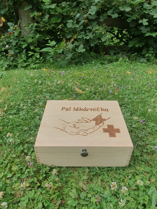 Dřevěná truhlička jako psí lékárnička
