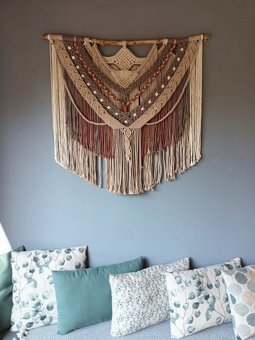 Velké macramé na zeď - 100x80cm