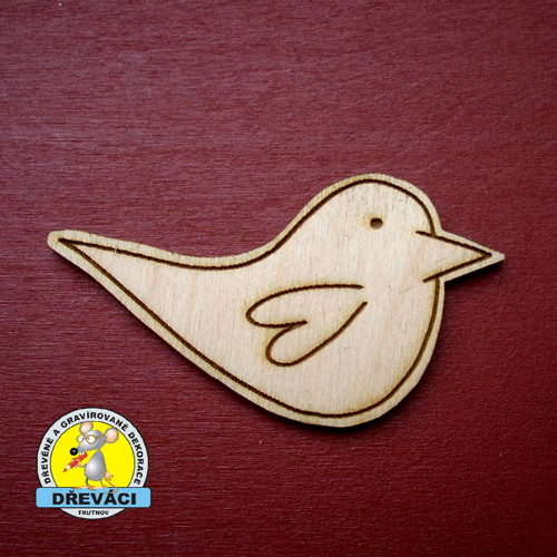 Dřevěný PTÁČEK gravírovaný 3,5x6,2 cm....KV0005 F