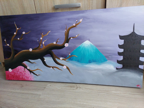 Velký obraz na plátně inspirovaný Japonskem
