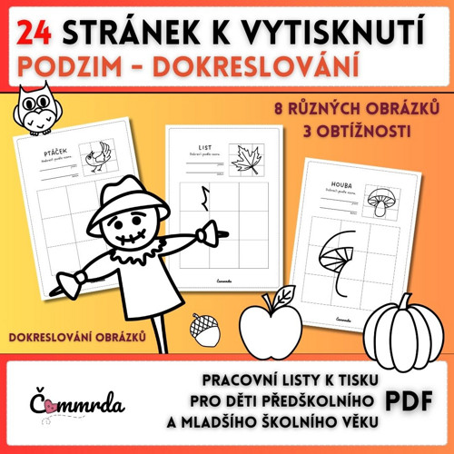 Dokreslování obrázků - podzim (PDF k tisku)
