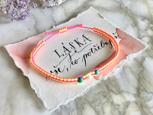 Macramé pink/yell neon
