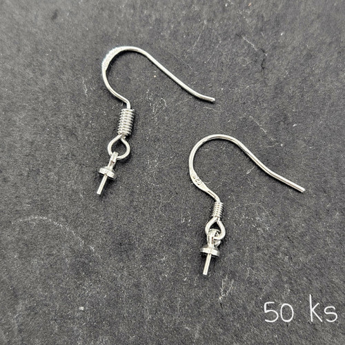 Afroháčky s nýtkem, stříbrná b. 50 ks