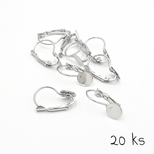 Háčky zavírací s lůžkem 20x13, platinové, 10 párů