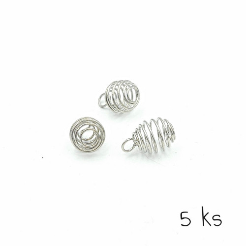 Platinová klec na korálky s očkem 8x10 mm, 5 ks