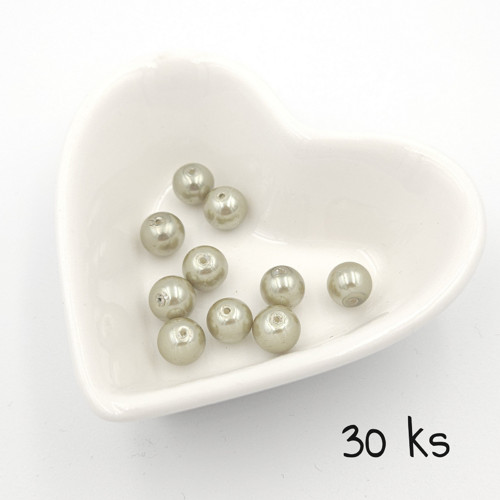 Perličky 8 mm, šedozelené, 30 ks