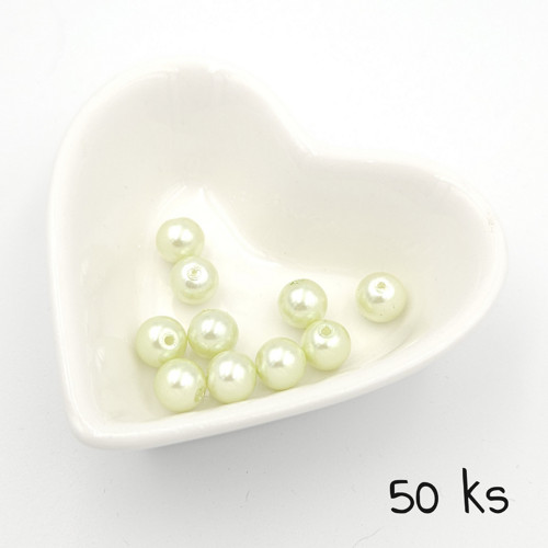 Perličky 8 mm, lehce zelené, 50 ks