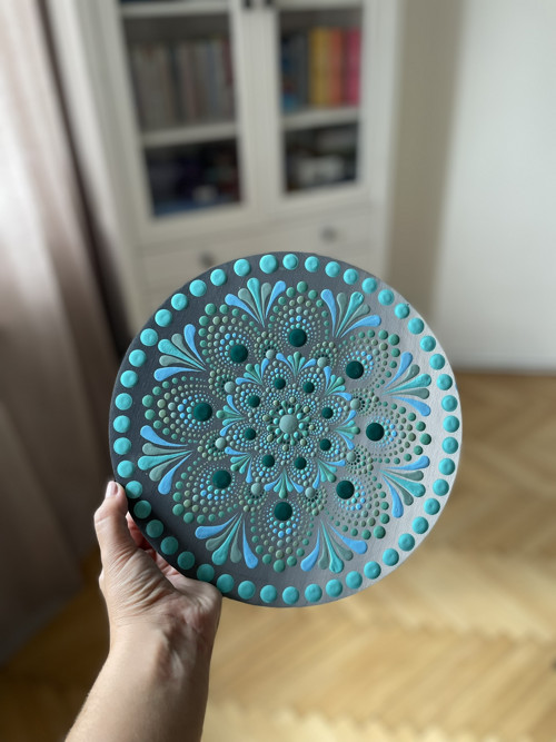 Mandala Mint - ručně malovaná, 25 cm — foto 1