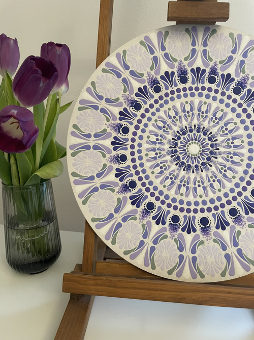Mandala Levandule - ručně malovaná, 40 cm
