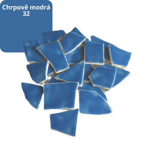 Mozaikové keramické střepy- chrpově modrá