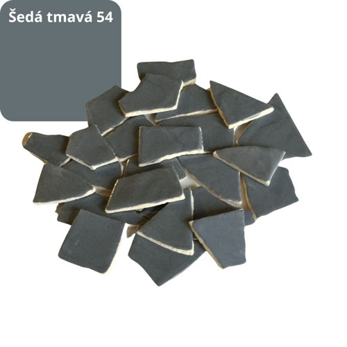 Mozaikové keramické střepy- šedá tmavá — foto 1