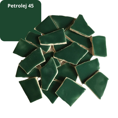 Mozaikové keramické střepy- petrolej — foto 1