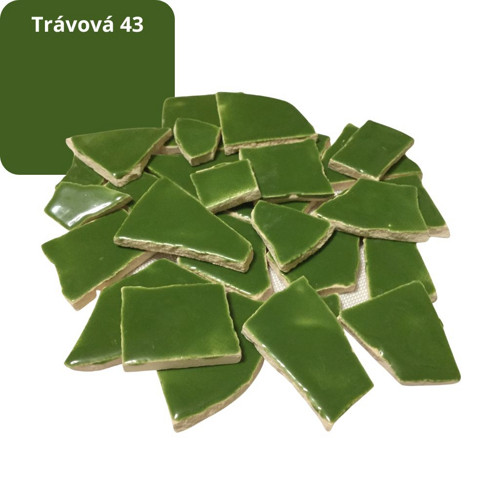 Mozaikové keramické střepy- trávová