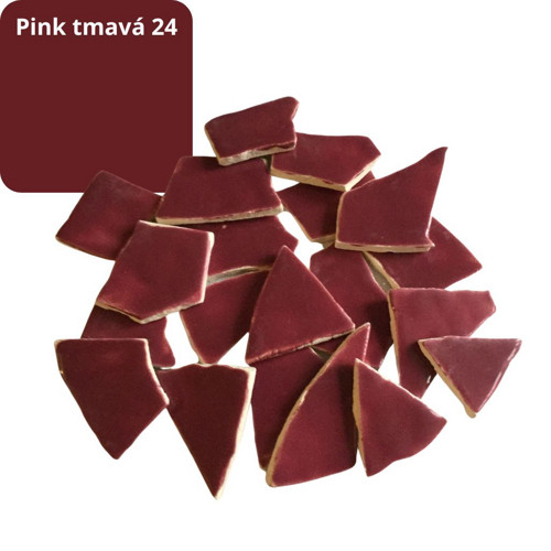 Mozaikové keramické střepy- pink tmavá