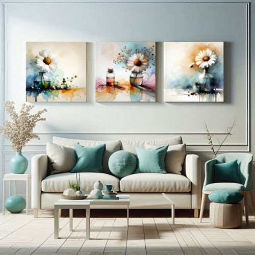 Triptych s kopretinou