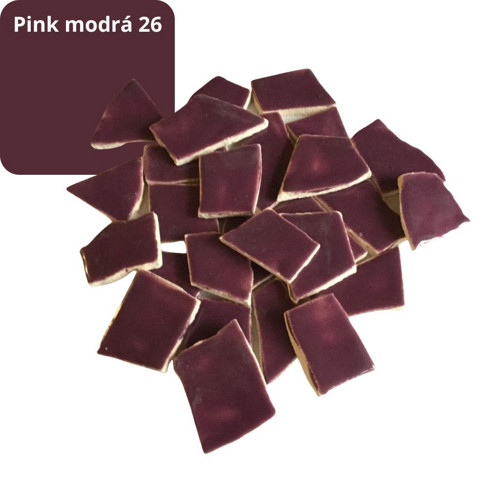 Mozaikové keramické střepy- pink modrá