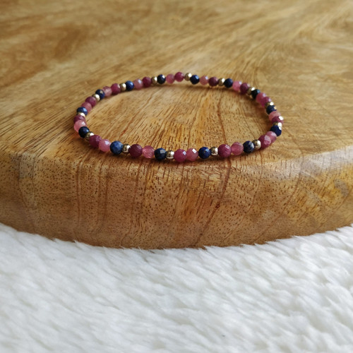 Náramek z minerálu Rubín, Lapis Lazuli a Turmalín