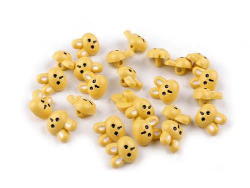 Knoflík zajíc 15x17 mm (2ks) - žlutá