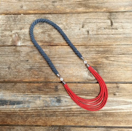 Lanový náhrdelník Grey-Red