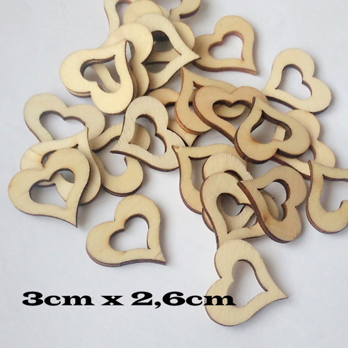 Srdíčko s výřezem 3cmx2,6cm-překližka - bal.10ks
