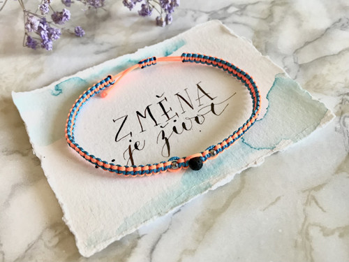 Macramé blue/oran neon