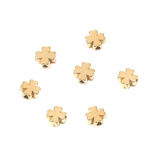 Čtyřlístek - korálek zlato KC gold 6mm, 20ks