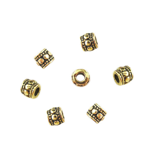 Váleček tečkovaný starozlato 4mm, 2/10ks