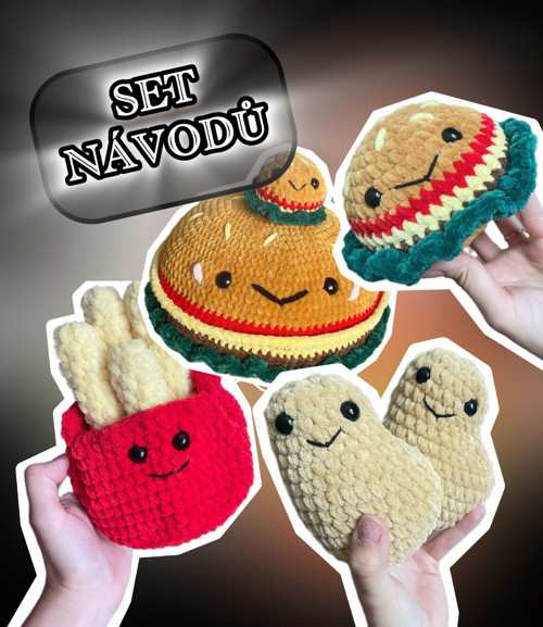Návod na háčkovaný Fastfood set a MAXI burger