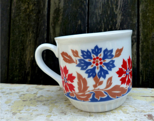 Květy modré...porcelánový hrnek, Dubí