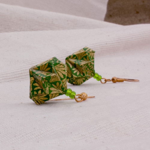 Origami náušnice "Zelené korunky" — foto 1
