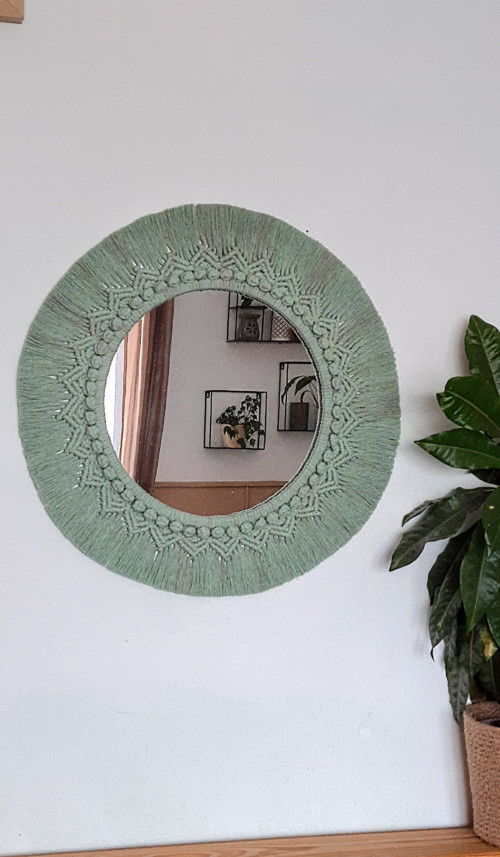 Kulaté macramé zrcadlo 47cm