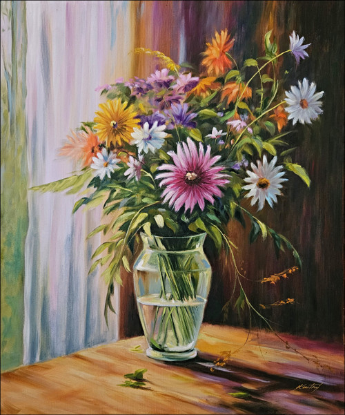 Kytice ve skle 60x50cm
