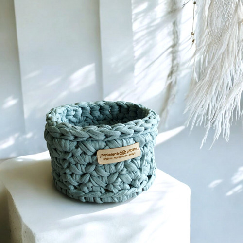 Háčkovaný košík Ø 10 | Dusty Mint