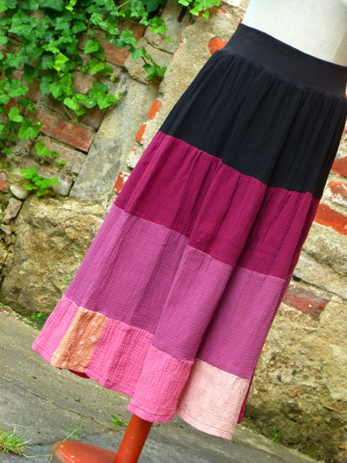 Sukně mušelín patchwork vínová L