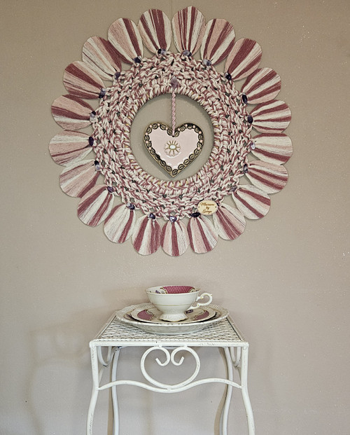 Boho macrame mandala s ametysty — foto 1