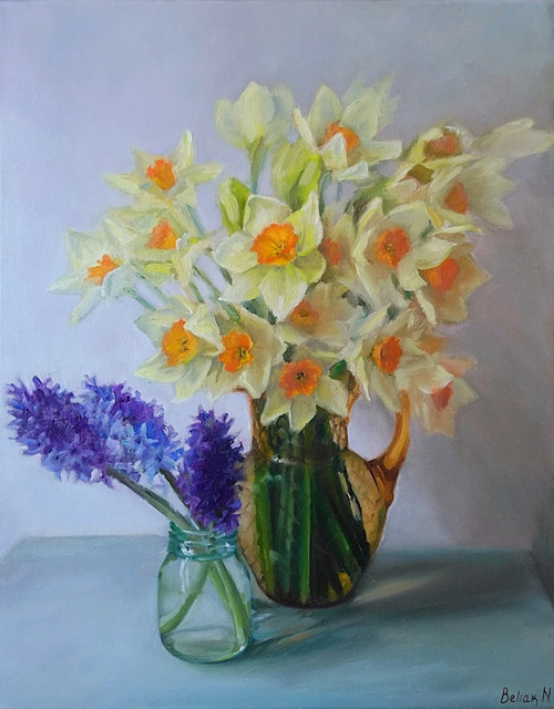 Olejomalba "Narcisy a hyacinty"