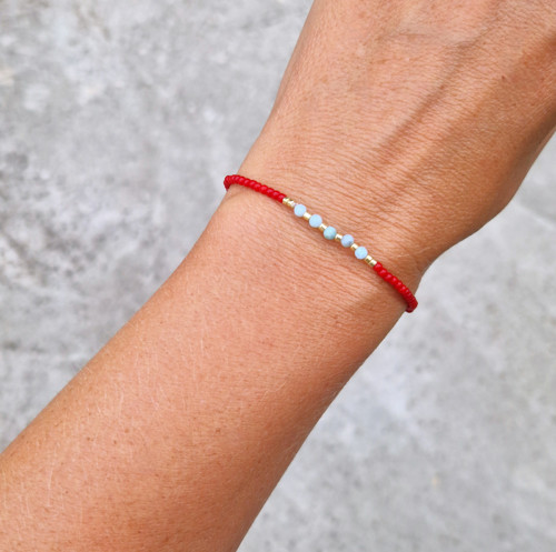 Minimalist náramek*larimar*červený korál