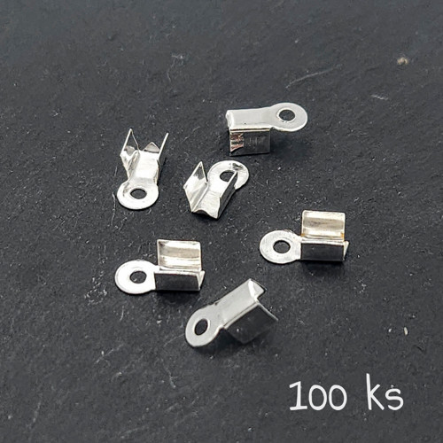 Koncovka plochá, 9x4 mm, stříbrná 100 ks