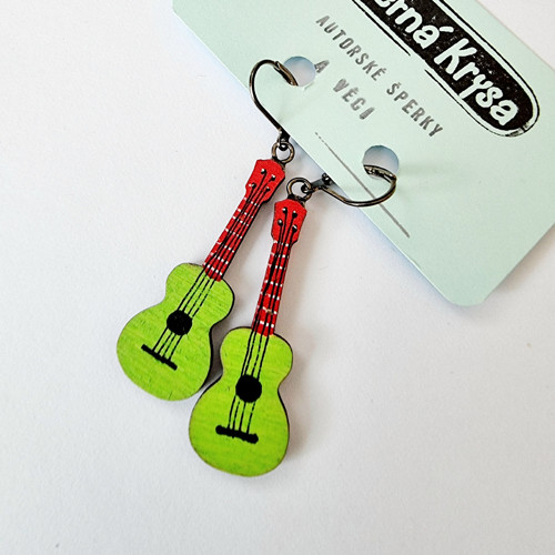 Ukulele náušnice zelené — foto 1