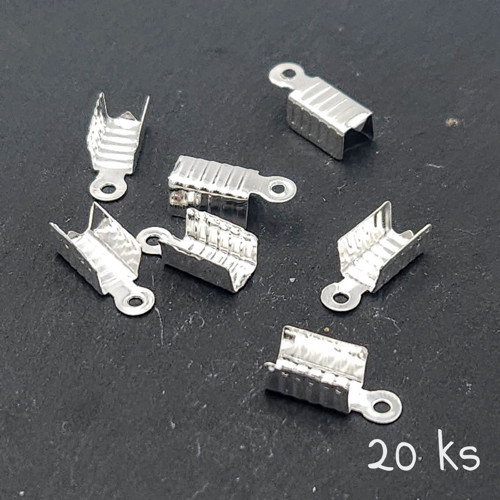 Koncovka vroubkovaná 12x6 mm stříbrná 20 ks