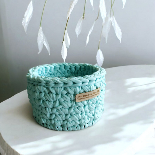 Háčkovaný košík Ø 12.5 | Ice Mint