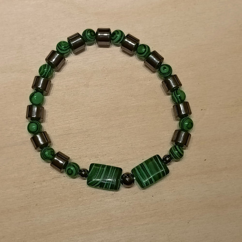 Malachitový náramek s hematitem