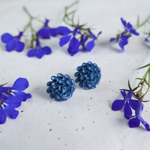 Květinkové náušnice dual blue