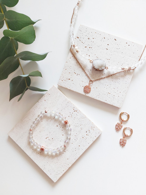 Minerálový náramek // AQUA AURA křišťál, ROSE GOLD