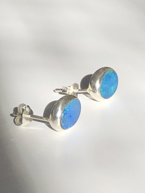 Stříbrné náušnice "Blue" OPÁL Austrálie - Ag925