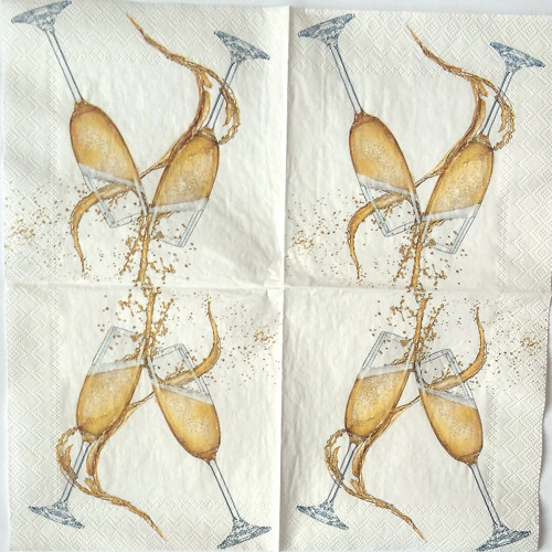 Připíjíme šampaňským - ubrousek 25cmx25cm