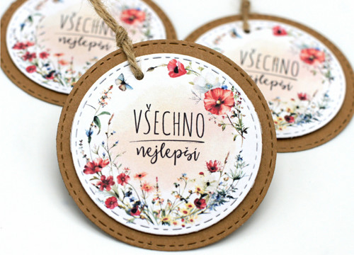 Visačka Všechno nejlepší - 3 ks