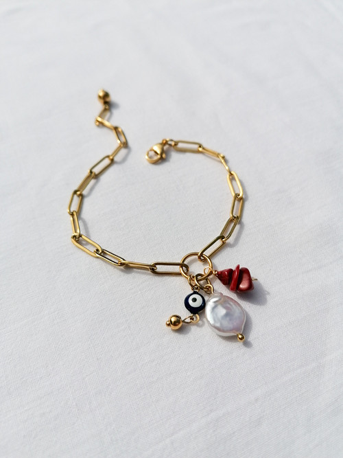 De la mer - perlový náramek se symbolem Evil eye