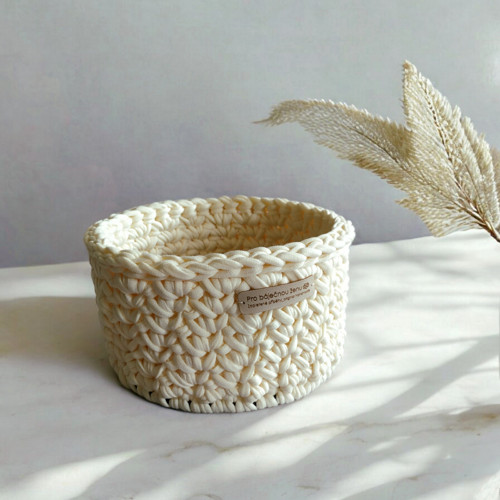 Háčkovaný košík Ø 15 | Soft Vanilla